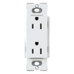 LUTRON ELECTRONICS CAR15WH – Tomacorriente Dúplex / 15 A / 125 V / Estilo Decorador / Perfil Delgado / Terminales de Tornillo