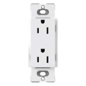 LUTRON ELECTRONICS CAR15WH – Tomacorriente Dúplex / 15 A / 125 V / Estilo Decorador / Perfil Delgado / Terminales de Tornillo