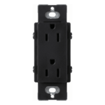 LUTRON ELECTRONICS CAR15BLS – Tomacorriente Dúplex / 15 A / 125 V / Apertura Designer / Acabado Negro Brillante / Instalación en Caja Estándar