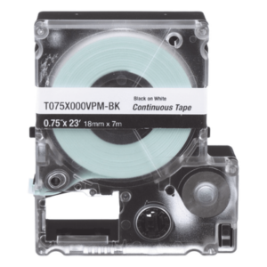 PANDUIT T075X000VPM-BK – Casete de Etiquetas de Vinilo / Cinta Continua / 18 mm Ancho / 7 m (22.97 pies) Largo / Negro Sobre Blanco / Interior-Exterior
