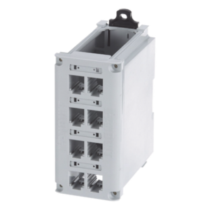 PANDUIT CDPP8RG – Panel de Parcheo Modular / Riel DIN 35 mm / 8 Puertos Mini-Com / UL94V-0 / -10 a 60°C / Gris