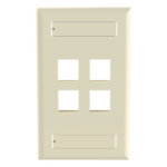 PANDUIT NK4FEIY – Placa de Pared Vertical / 4 Puertos Keystone / ABS / 69.8 x 114.3 mm / 2.75 x 4.5 pulg. / Marfil