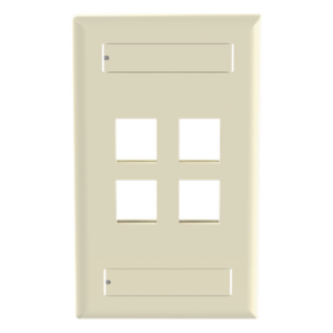 PANDUIT NK4FEIY – Placa de Pared Vertical / 4 Puertos Keystone / ABS / 69.8 x 114.3 mm / 2.75 x 4.5 pulg. / Marfil
