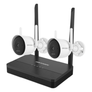 HIKVISION NKS424WBH – Kit de Videovigilancia IP Inalámbrico / 4 Megapixel / NVS 4 Canales / 2 Cámaras Bala Exterior / Dual Light 30 m (98.4 ft) / Audio Bidireccional / Wi-Fi 2.4 GHz / Micro SD 512 GB