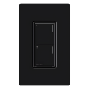LUTRON RADIORA 3 RRSTHN2BBL – Botonera de pared / Sunnata Híbrida / 2 botones / Dimmer-interruptor integrado / Requiere neutro / 150W LED-450W INC-HAL-ELV / Negro / RadioRA 3