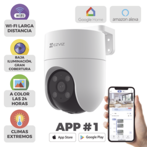EZVIZ CS-H8C – Camara PT WiFi / 2 Megapixel /  Cobertura 360° / Detección humana / Seguimiento Inteligente / Sirena / Luz Parpadeante / Colores en Oscuridad / Micro SD / Audio de Dos Vías / Exterior Con Protección
