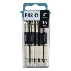 MAKITA T-05321 – Brocas Reforzadas / Phillips #2 / Hex 1/4' / 3' (7.6 cm) / Paquete 15 piezas