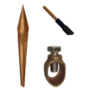 TOTAL GROUND TG-KIT-VAR15 – Kit de Puesta a Tierra / Varilla 5/8" x 1.5 m (4.9 ft) / Cable 6 AWG 10 m (32.8 ft) / Conector de Bronce / Aprobación UL 4703