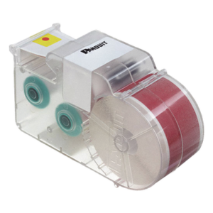 PANDUIT T100X000VWC-WH – Casete de Etiquetas de Vinilo de Cinta Continua / Blanco Sobre Rojo / 25.4 mm x 7.6 m (24.93 Pies) / Interior/Exterior