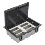 SIMON SM-CPF-6 – Caja de Piso Falso / 6 Módulos Dobles / Profundidad Ajustable 90-120 mm (3.54-4.72 in) / Tapa Embellecedora / IK08 / +125 °C
