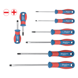 DONGCHENG D091253 – Juego de Desarmadores / Acero Cr-V / 8 Piezas / Punta Magnetizada / Mango Bicolor Antideslizante / Phillips y Planos