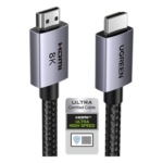 UGREEN 25911 – Cable HDMI 2.1 / 8K@60Hz / 4K@240Hz / 48 Gbps / 3 m (9.8 ft) / eARC / HDR10+ / Nylon Trenzado / Aluminio