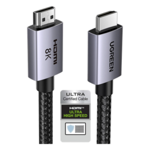 UGREEN 25911 – Cable HDMI 2.1 / 8K@60Hz / 4K@240Hz / 48 Gbps / 3 m (9.8 ft) / eARC / HDR10+ / Nylon Trenzado / Aluminio