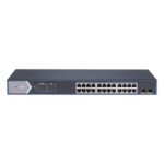 HIKVISION DS-3E1526P-SI – Switch PoE+ Administrable / 24 Puertos Gigabit / 2 Puertos SFP / PoE Extendido 250 m (820.2 ft) / 370 W / 56 Gbps