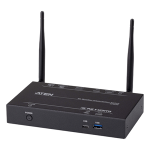 ATEN VP2020 – Switch de Presentaciones Inalámbrico / 4K UHD 30 Hz / VGA 1080p / Multivista 2 Fuentes / PoE / Control USB Posterior
