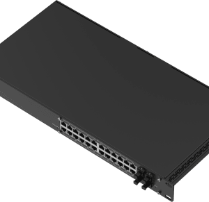 TELTONIKA SWM282 – Switch Administrable L2+ / 24 Puertos PoE+ Gigabit / 4 Puertos SFP / Capacidad 56 Gbps / 300W PoE / Rack 19" / IP30