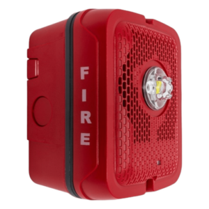 SYSTEM SENSOR SPSRKLED – Bocina con Estrobo para Exterior / NEMA 4X / IP56 / 86 dB / 25/70 V / Estrobo 24 VCC Regulado / Color Rojo