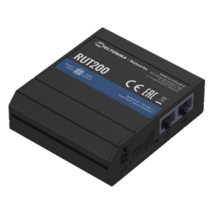 TELTONIKA RUT200 – Router Industrial LTE 4G / 150 Mbps Cat 4 / 2 Puertos Ethernet 10/100 / WiFi 2.4 GHz / Montaje Riel DIN / -40°C a 75°C (-40°F a 167°F)