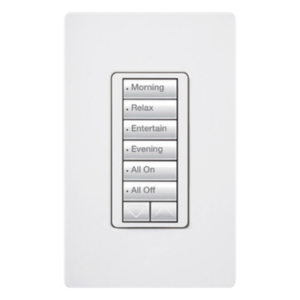LUTRON ELECTRONICS RRDHN6BRLWH – Teclado Híbrido con Atenuador / 6 Botones Programables / 450 W Incandescente / 100 W LED/CFL / Control de Neutro / Radiofrecuencia 431-437 MHz / Hasta 9 m (29.5 ft) de Repetidor