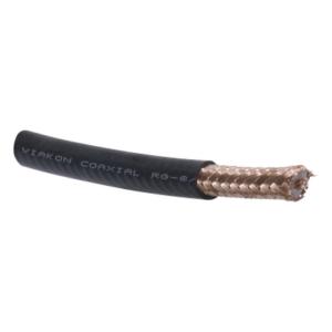 VIAKON RG8USYS/100M – Cable Coaxial / RG8 / 100 m (328.08 pies) / 50 Ω / 4.1 dB / Malla Cobre 97% / Intemperie / UL