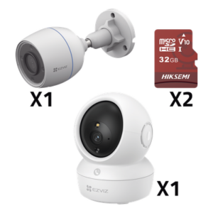 EZVIZ CSH6C/5MP/H3C/KM2 – Kit de Cámaras Wi-Fi / 5 Megapixel Interior / 1080p Exterior / Micro SD 32 GB / Detección de Movimiento Inteligente / Notificaciones en Tiempo Real