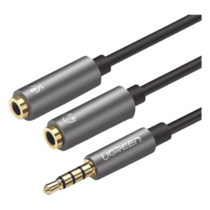 UGREEN 30619 – Divisor de Audio / 3.5 mm Macho a Doble Hembra / CTIA y TRS / Conectores Chapados en Oro / 20 cm (7.9 in)