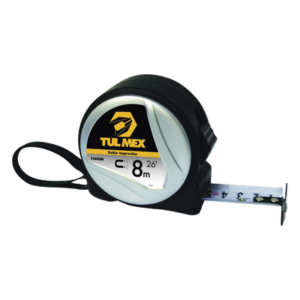TULMEX 93008M – Flexómetro Magnético / 8 m (26.2 ft) / Cinta 0.11 mm / Doble Graduación / ABS Termorresistente / Agarre Soft Touch