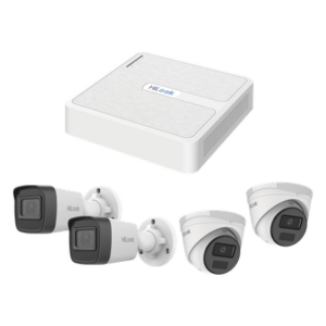 HiLook by HIKVISION KIPH2B2D/2MP – Kit de Videovigilancia IP / 2 Megapixel / NVR 8 Canales con 8 Puertos PoE+ / 4 Cámaras para Exterior / IR 20 m (65.6 ft) / Salidas VGA y HDMI