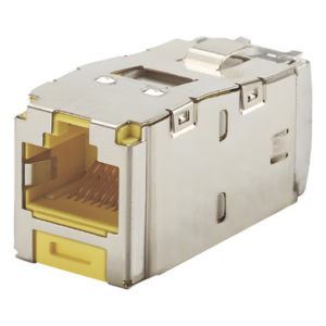PANDUIT CJS6X88TGYLY – Conector Jack RJ45 Blindado / Categoría 6A / Estilo TG Sin Herramienta / 8P8C / PoE 100W / -10°C a 65°C