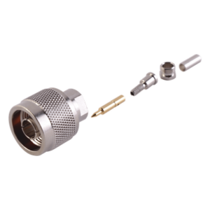 RF INDUSTRIES,LTD RFN-1005-B-03 – Conector Coaxial N Macho / Anillo Plegable / RG-174/U, Belden 8216 / Bronce Niquelado / Contacto Oro