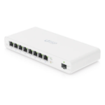 UBIQUITI UISP-S – Switch PoE Pasivo / 8 Puertos GbE / 1 Puerto SFP / 110 W (27 V) / 30 W por Puerto / Aislamiento de Puertos / DHCP Snooping