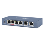 HIKVISION DS-3E0106HP-E – Switch PoE+ / No Administrable / 3 Puertos 10/100 Mbps PoE+ 30W / 1 Puerto Hi-PoE 60W / 2 Puertos Uplink / Modo Extendido hasta 300 m (984 pies)