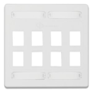 SIEMON 10GMX-FPD08-02 – Placa de Pared Doble Modular / 8 Salidas / Reducción Diafonía Exógena / Material UV Resistente / Color Blanco