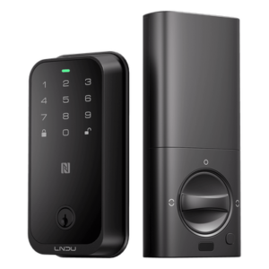 LNDU HK01W – Cerradura Inteligente con Huella Digital / WiFi Integrado / Compatible Apple HomeKit / Teclado Táctil / Alimentación Dual 8 Baterías AA / IP54