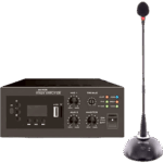 EPCOM PROAUDIO EPB240E/MIC – Kit Amplificador y Micrófono / 240W / Salida 4~16Ω o 100V / Bluetooth FM MP3 USB / Phantom 48V / Micrófono Cuello de Ganso Cardioide