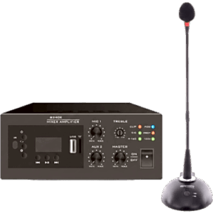 EPCOM PROAUDIO EPB240E/MIC – Kit Amplificador y Micrófono / 240W / Salida 4~16Ω o 100V / Bluetooth FM MP3 USB / Phantom 48V / Micrófono Cuello de Ganso Cardioide