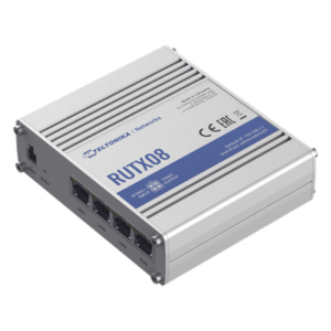 TELTONIKA RUTX08 – Router Industrial Ethernet VPN / 4 Puertos Gigabit / Quad-Core 717 MHz / 256 MB RAM / RMS / -40°C a 75°C (-40°F a 167°F)