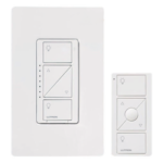 LUTRON CASETA WIRELESS PPKG1WWH – Kit Atenuador de Pared Inteligente / Sin Cable Neutro / 600 W Incandescente / 150 W LED / Control Remoto Pico / Alcance 9 m (29.5 ft)