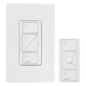 LUTRON CASETA WIRELESS PPKG1WWH – Kit Atenuador de Pared Inteligente / Sin Cable Neutro / 600 W Incandescente / 150 W LED / Control Remoto Pico / Alcance 9 m (29.5 ft)