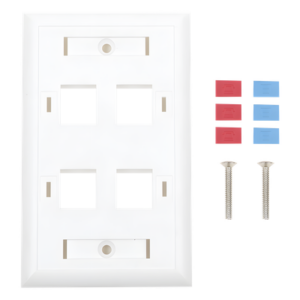 LINKEDPRO BY EPCOM LP-FP-24 – Placa de Pared Keystone / 4 Puertos / Espacio para Etiqueta / UL 94V-0 / 70 x 115mm (2.75' x 4.52')