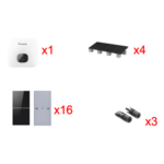 GROWATT MIN10000KIT1 – Kit Solar de Interconexión / 10 kW / 220 Vca / 16 Paneles 645W / Inversor 98.4% Eficiencia / Montaje para 4 Módulos