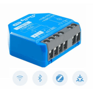 SHELLY SHELLY1GEN4 – Relevador Inalámbrico Inteligente / 16A / 110-240V AC / 12V DC / Multiprotocolo Zigbee Matter Wi-Fi Bluetooth / 1 Canal / Contacto Seco