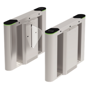 ZKTECO FBL6000 – Puerta de cortesía tipo FLAP bidireccional / 30 personas por minuto / Apertura en 1 segundo / Acero inoxidable / Indicadores LED / Alarma por acceso denegado