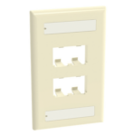 PANDUIT CFPL4EIY – Placa de Pared Vertical / 4 Puertos Mini-Com / Diseño Plano / Con Espacios para Etiquetas / 2.75 x 4.5 in / ABS Marfil