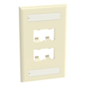 PANDUIT CFPL4EIY – Placa de Pared Vertical / 4 Puertos Mini-Com / Diseño Plano / Con Espacios para Etiquetas / 2.75 x 4.5 in / ABS Marfil