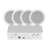 HIKVISION DSQAEKIT0206/ST – Sistema de Audio Ambiental / Amplificador 80W / 2 Zonas 40W / 4 Altavoces de Plafón / Bluetooth / USB / RCA / Micrófono / Spotify / 100V