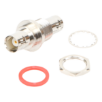 RF INDUSTRIES,LTD RFB-1135 – Adaptador Coaxial / Doble BNC Hembra / Montaje Chasis Hermético / D-Plano Frontal o Trasero / 50 Ω / Cuerpo Niquelado / Contacto Oro