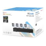 HiLook by HIKVISION HL-1080-CV/A – Kit de Videovigilancia TurboHD / 2 Megapixel / 4 Canales + 1 IP / ColorVu 20 m (65.6 ft) / Audio por Coaxitron / 4 Cámaras Bala