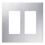 LUTRON ELECTRONICS CW2SS – Placa de Pared 2 Espacios / Diseño sin Tornillos / Apertura Tipo Designer / Acabado Acero Inoxidable