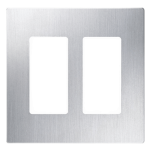 LUTRON ELECTRONICS CW2SS – Placa de Pared 2 Espacios / Diseño sin Tornillos / Apertura Tipo Designer / Acabado Acero Inoxidable
